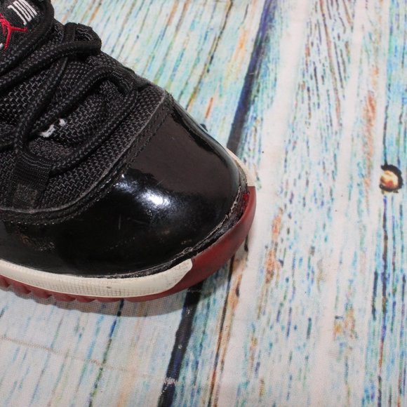 Nike Air Jordan 11 Retro Bred Black Patent Leather Mesh Shoes Size 11 C - Picture 11 of 11